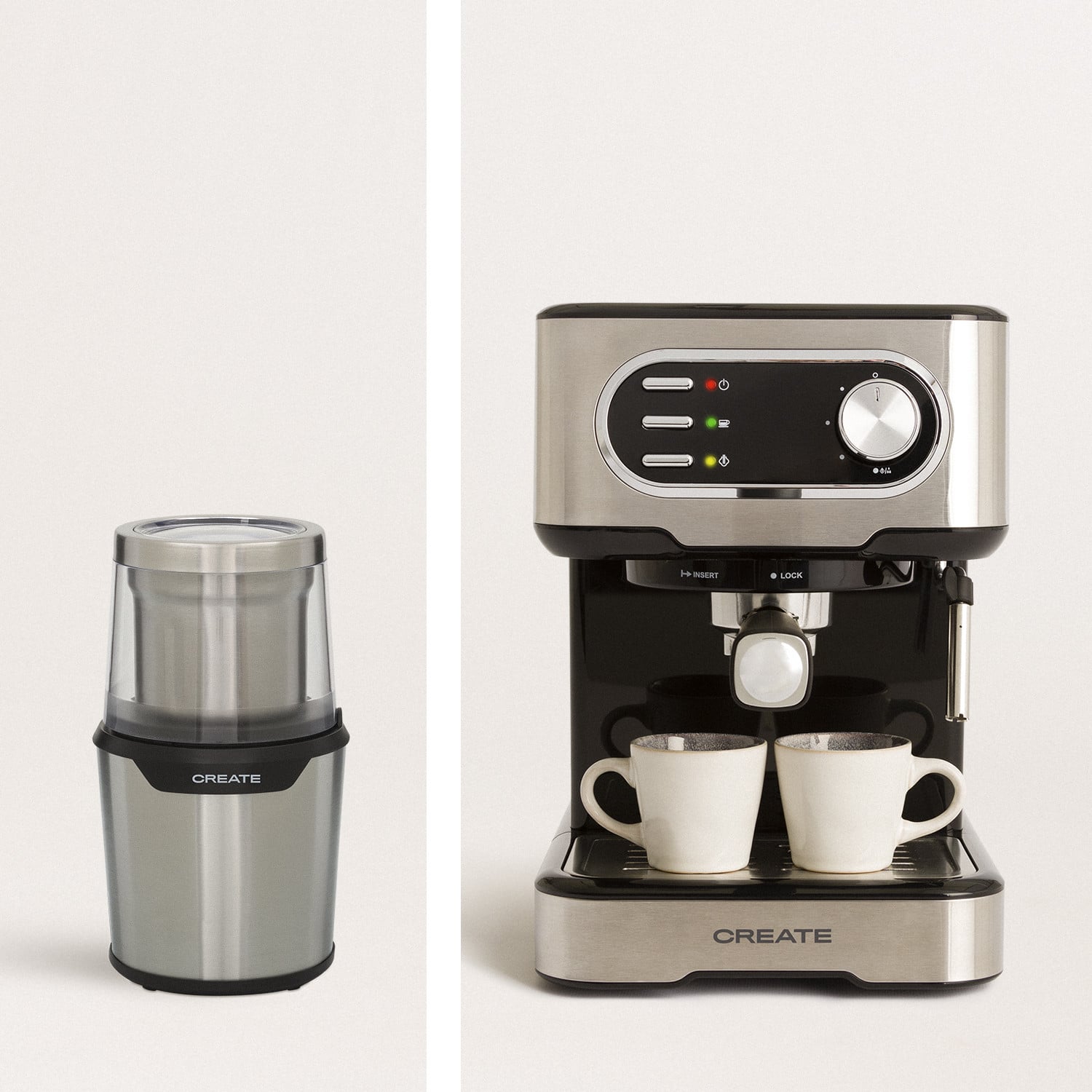 PACK - THERA EASY LATTE Cafetera Express semiautomática + MILL PRO  Molinillo eléctrico dual - Create Ikohs