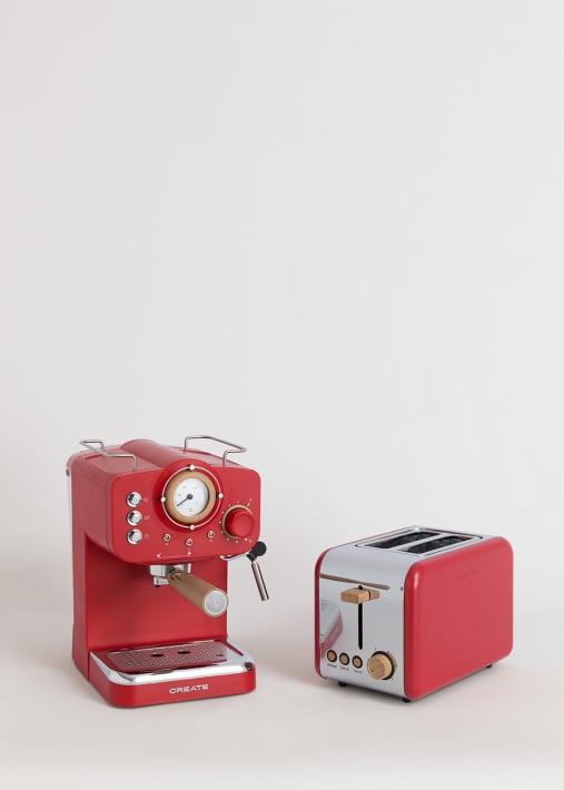 Pack TOAST RETRO Toaster + THERA RETRO Espresso-Maschine mit mattem Finish