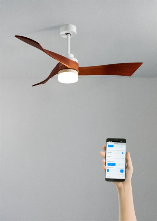 WIND CURVE - Leiser Deckenventilator 40W Ø132 cm 100% Holz