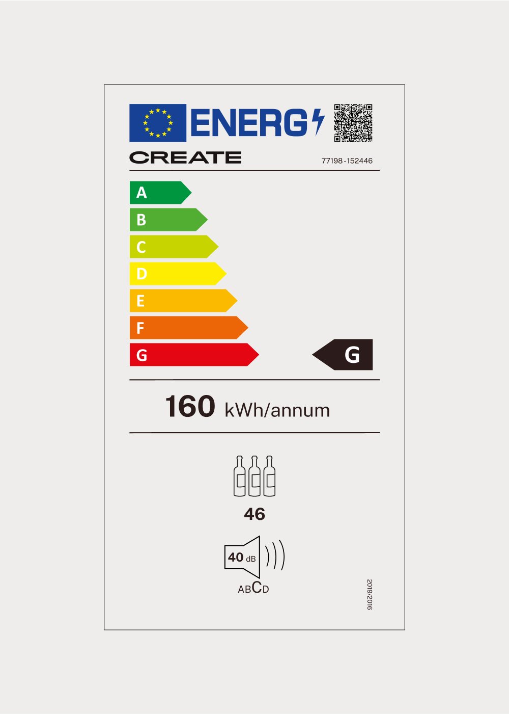 WINECOOLER XL - Weinkühlschrank für 46 Flaschen, medidas foto vertical