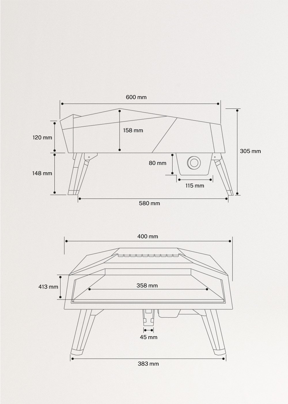 PIZZA MAKER PRO – Tragbarer Gas-Pizzaofen, medidas foto vertical