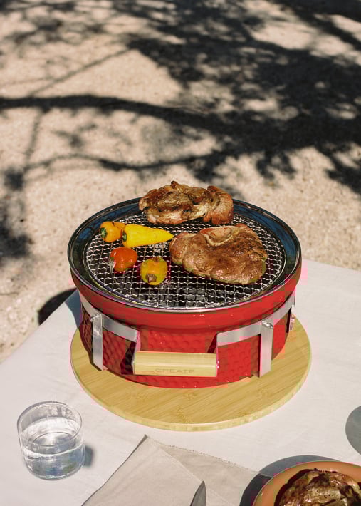 BBQ KAMADO HIBACHI - Runder Barbecue mit Grillrost und Grillplatte