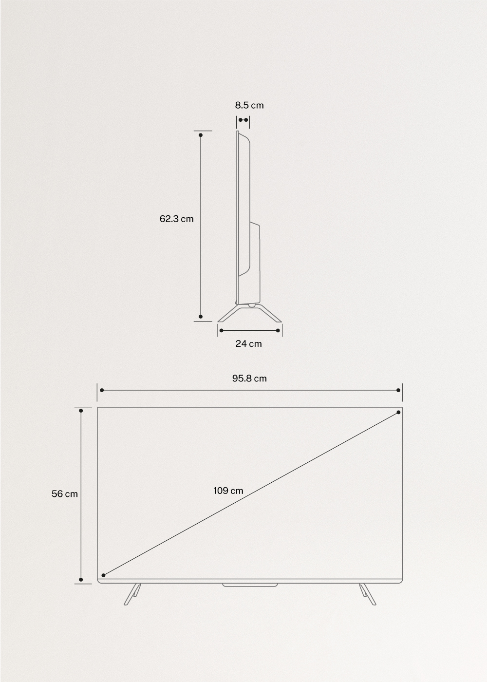 TV COLOR STUDIO - Smart TV QLED 4K mit Antireflexionsbildschirm und Farbrahmen, medidas foto vertical