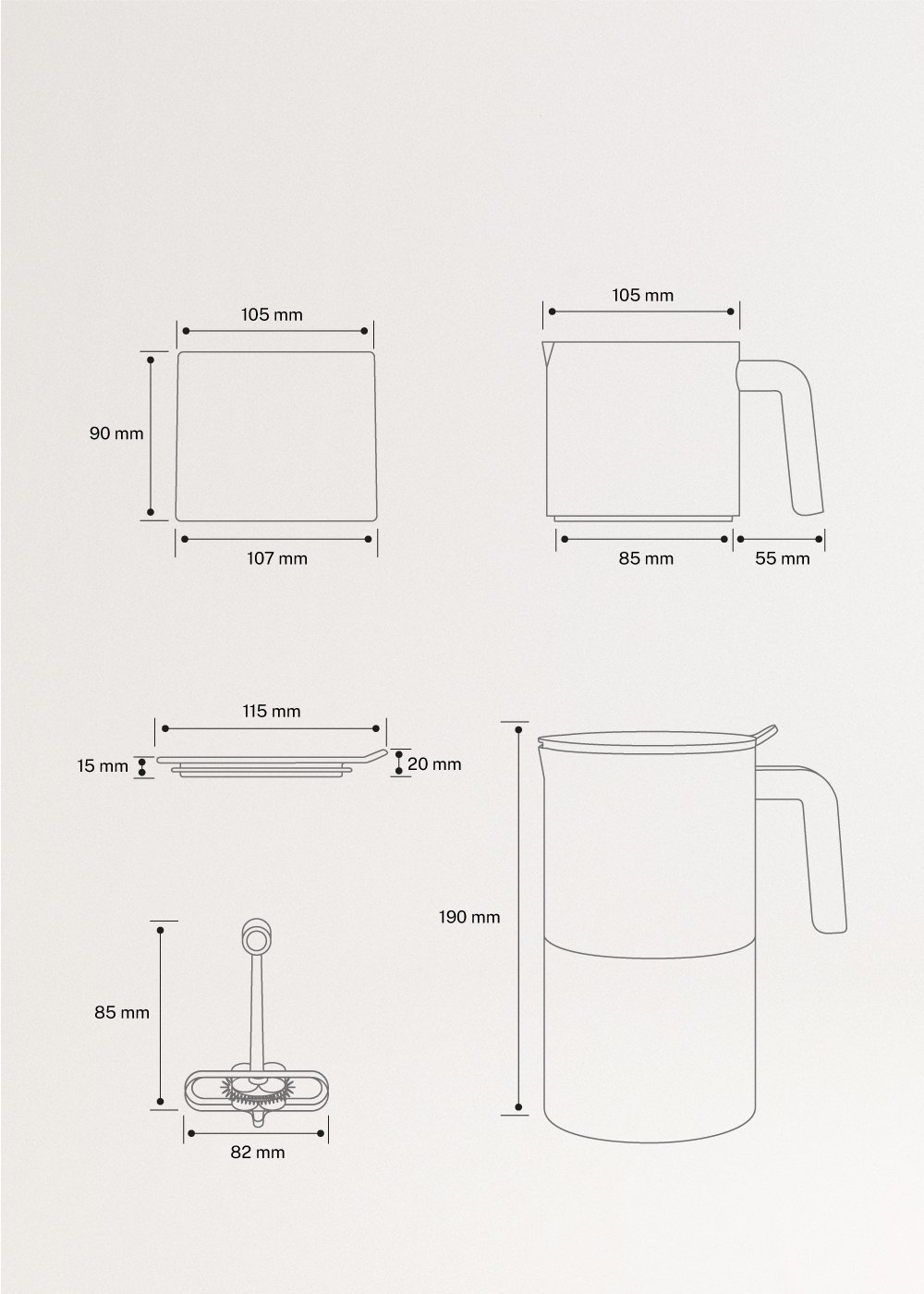 MILK FROTHER STUDIO PRO - Milchaufschäumer und -erwärmer, spülmaschinengeeignet, medidas foto vertical