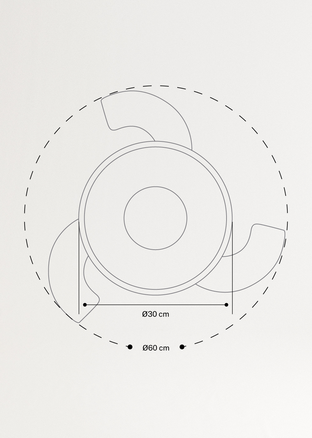 WIND CLEAR CUP - Deckenventilator 40W leise Ø55cm einziehbare Flügel mit LED-Licht, medidas foto vertical