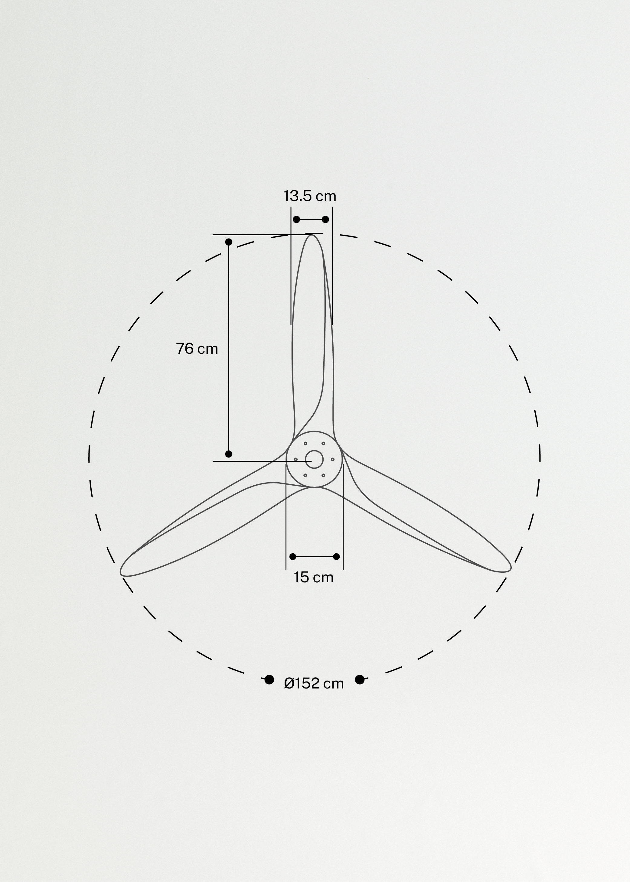 WIND CENTURY - Deckenventilator 40W leise Ø152 cm 100% Holz, medidas foto vertical