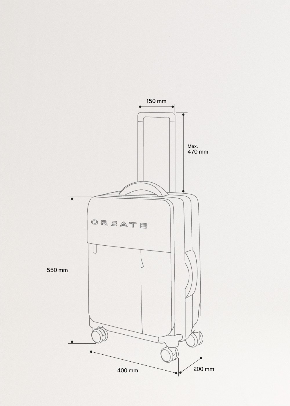 LUGGAGE STUDIO SOFT - Weicher Koffer aus Polyester mit TSA-Schloss und multidirektionalen Rädern, medidas foto vertical