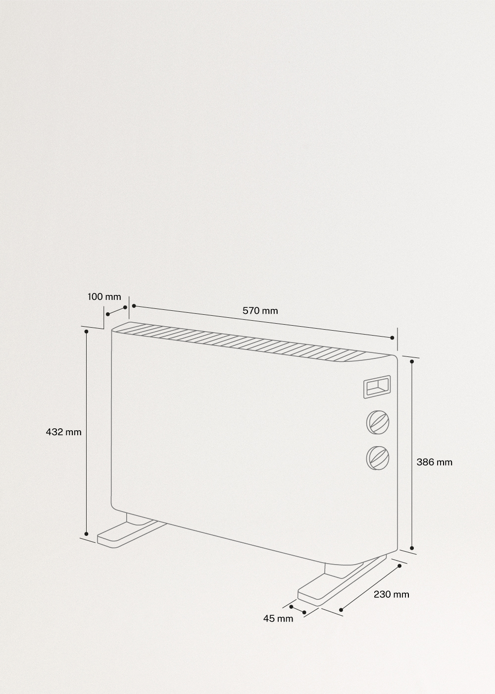 WARM HANDY - Konvektor-Heizgerät 2000W, medidas foto vertical
