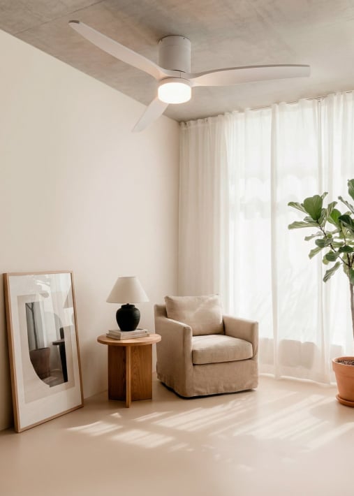 WIND CALM - Leiser Deckenventilator 40W mit technischen ABS-Blättern in verschiedenen Größen