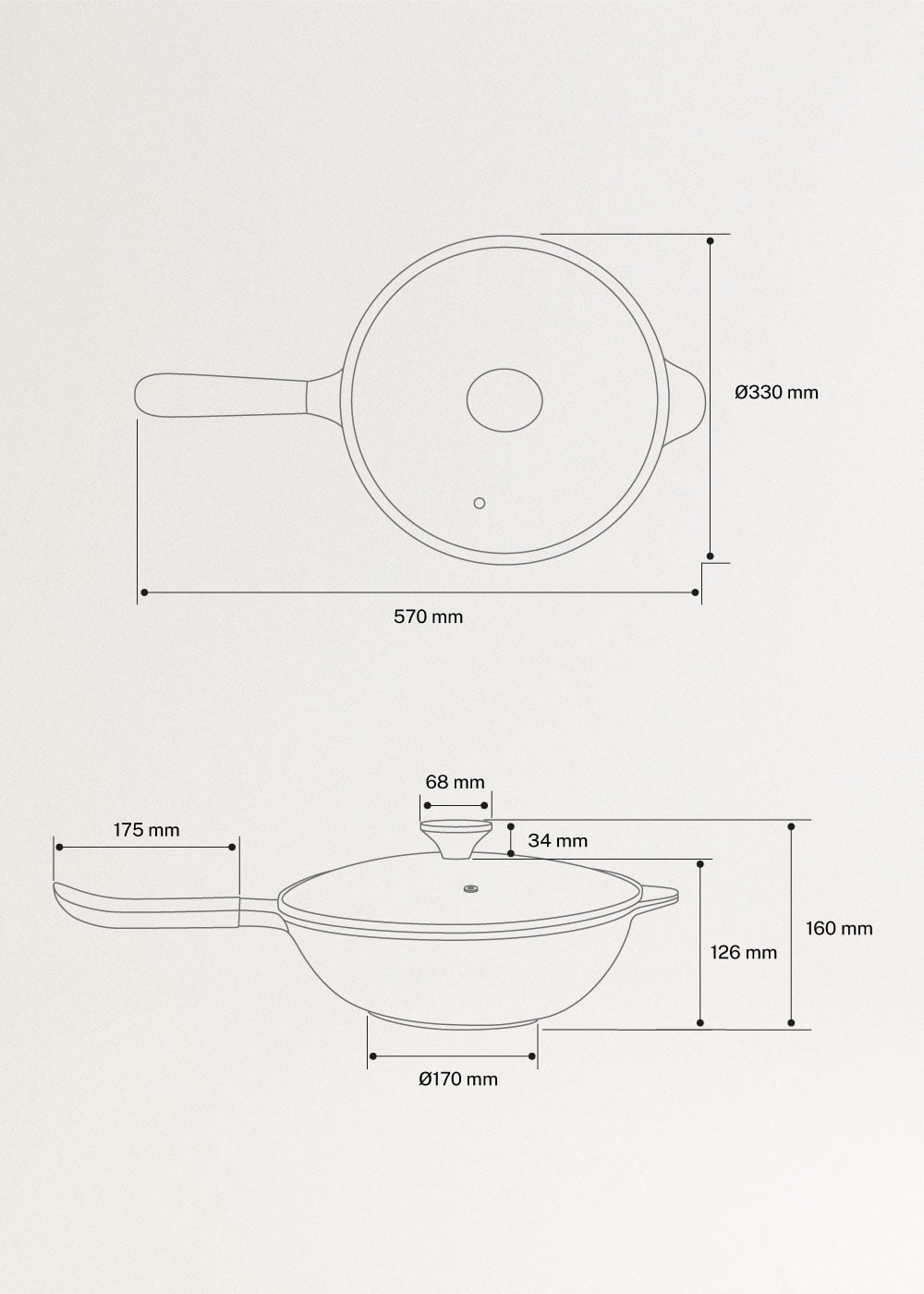 WOK STUDIO - Wok aus Gussaluminium mit Keramikbeschichtung, medidas foto vertical