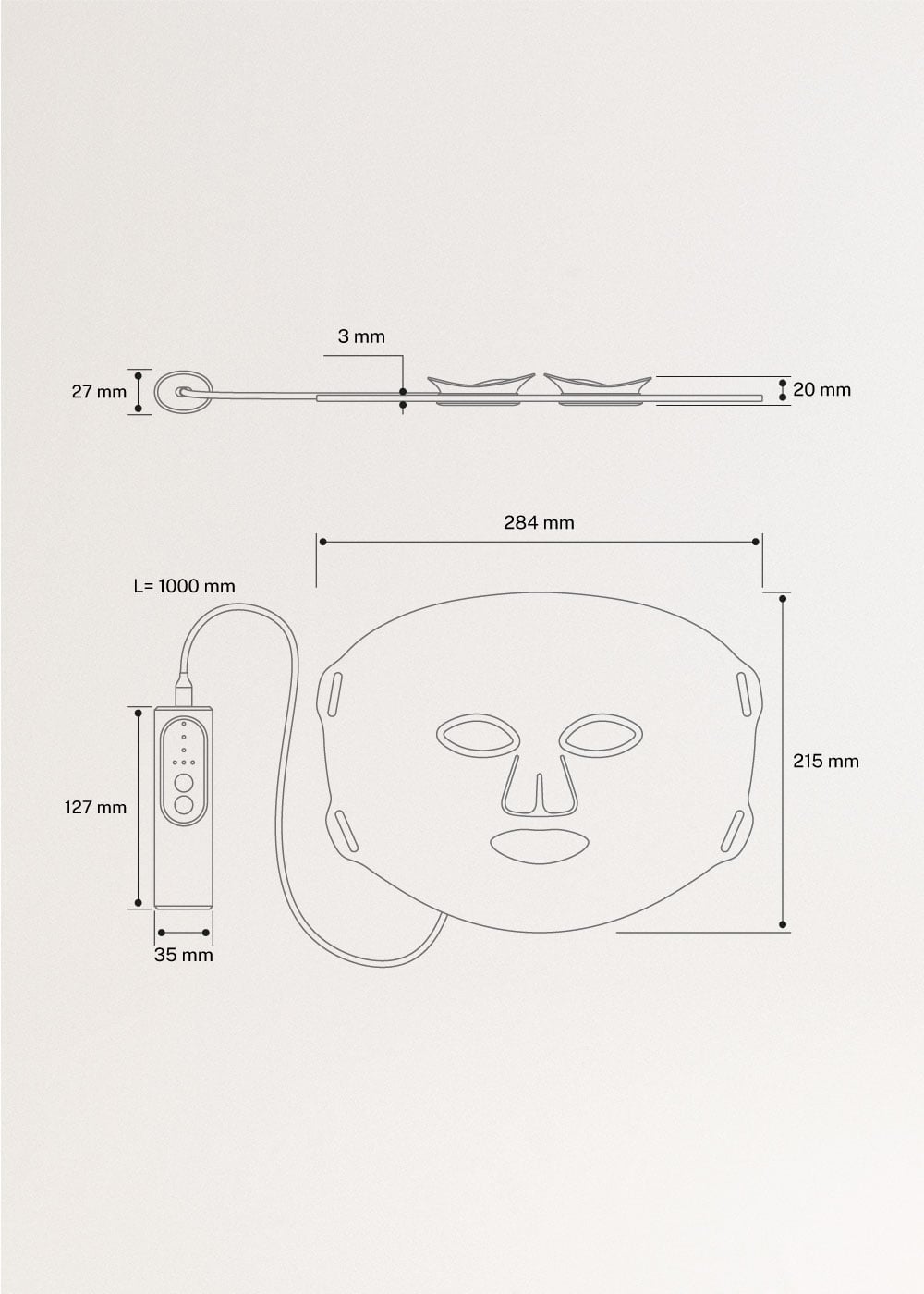 SKINCARE LED MASK 8 in 1 - 8-in-1 LED-Behandlungsmaske, medidas foto vertical