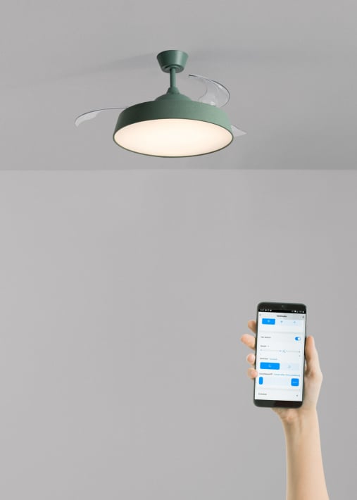 WIND CLEAR CONTOUR  - Leiser Deckenventilator 40 W Ø107 cm mit ausfahrbaren Flügeln und LED-Licht