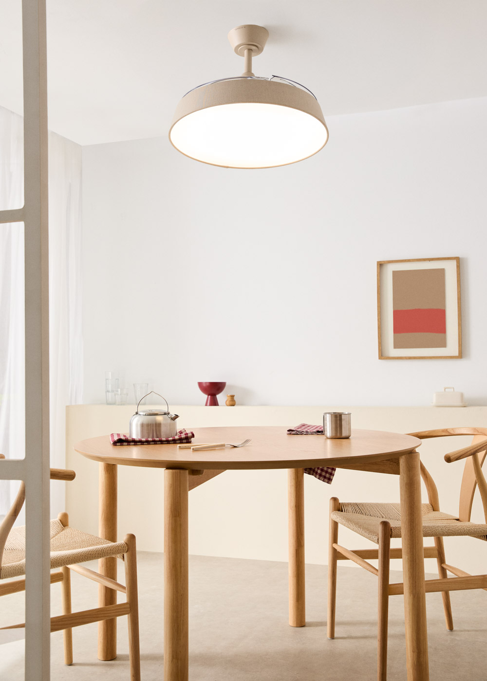 WIND CLEAR CONTOUR  - Leiser Deckenventilator 40 W Ø107 cm mit ausfahrbaren Flügeln und LED-Licht