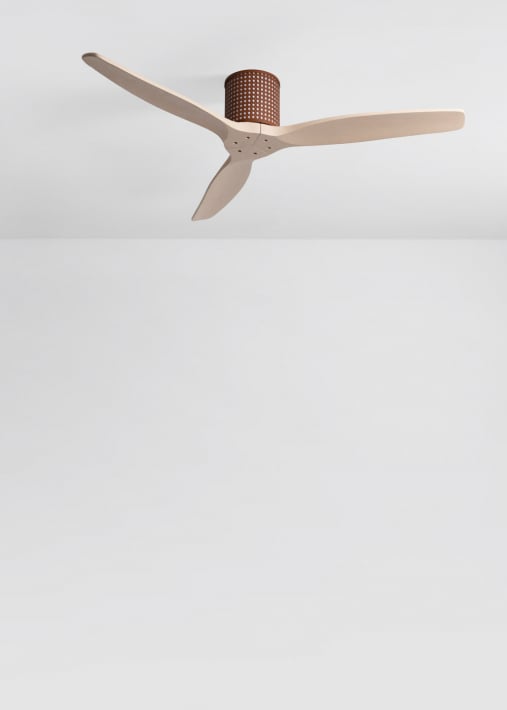 WIND CALM CUSTOM RATTAN - Deckenventilator 40W leise Ø132 cm mit LED-Licht in Körper und Lampe