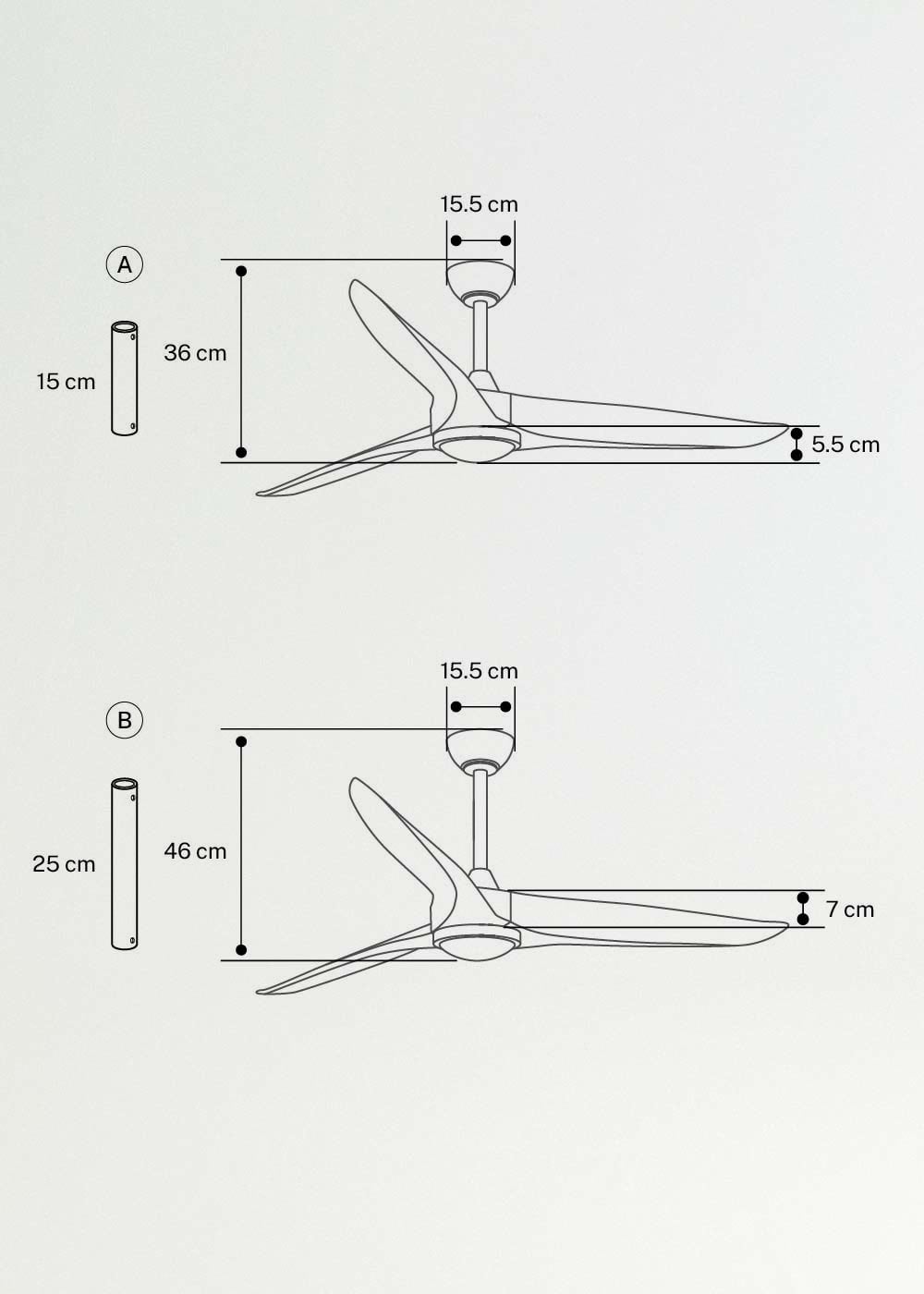 WIND CENTURY - Leiser Deckenventilator 40W, 100% Holz, verschiedene Größen, medidas foto vertical