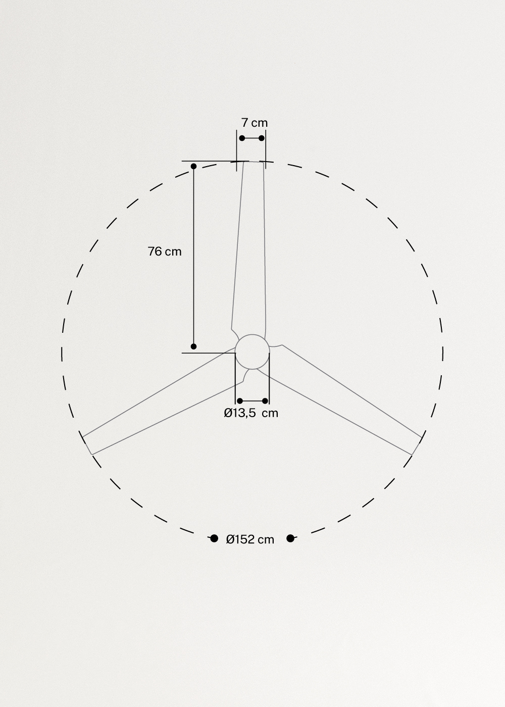 WIND FORMA - Leiser Deckenventilator 45 W Ø152 cm mit optionalem Ambientelicht, medidas foto vertical