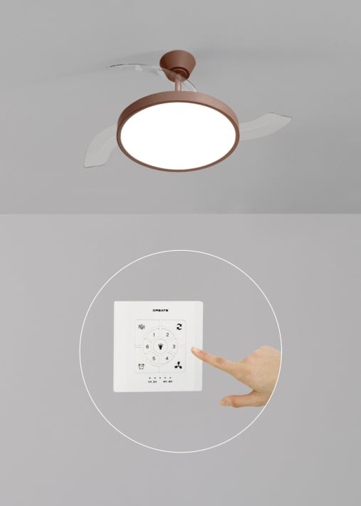 WIND CLEAR STUDIO - Deckenventilator 40W leise mit einziehbaren Flügeln und LED-Licht, verschiedene Größen