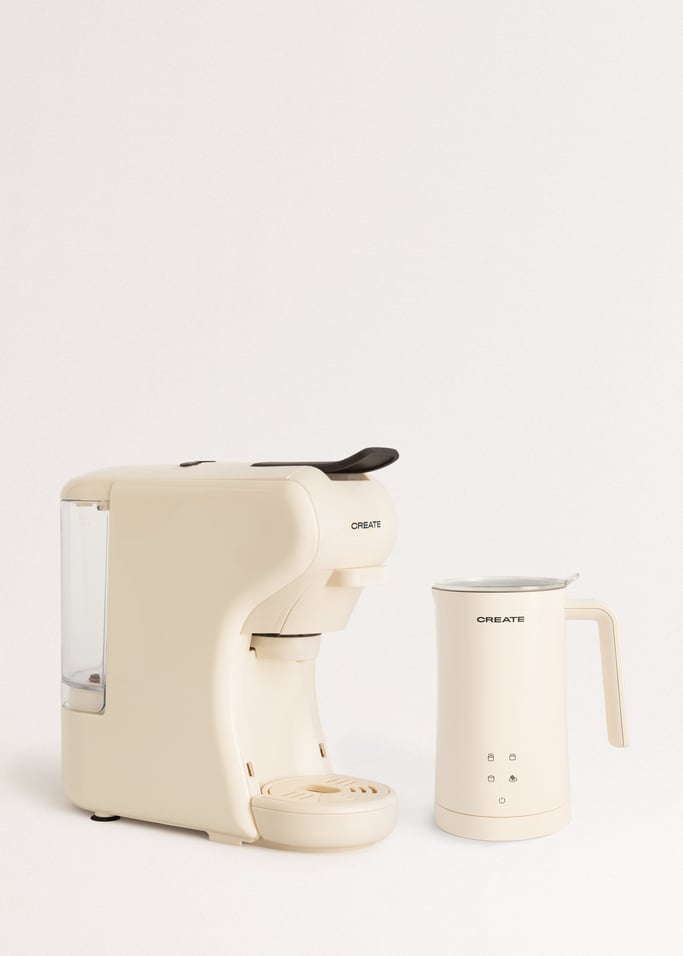 PACK POTTS Multikapsel-Espressomaschine + MILK FROTHER STUDIO Milch- und Schokoladenschaumwärmer, Galeriebild 1