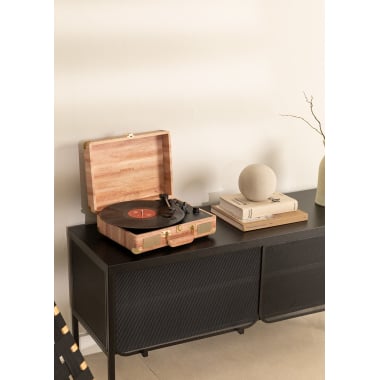 Kaufen RECORD PLAYER WOOD - Tragbarer Aktenkoffer-Plattenspieler mit Bluetooth USB, SD, MicroSD und MP3