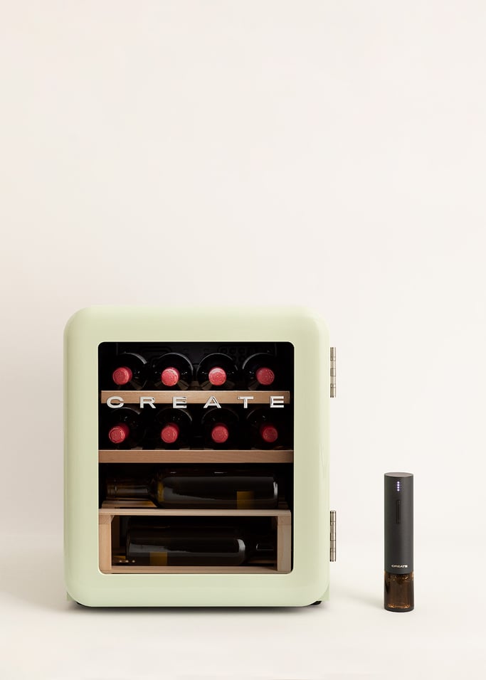 PACK WINECOOLER RETRO M Elektrischer Weinkühlschrank für 12 Flaschen + WINE OPENER Elektrischer Korkenzieher, Galeriebild 1