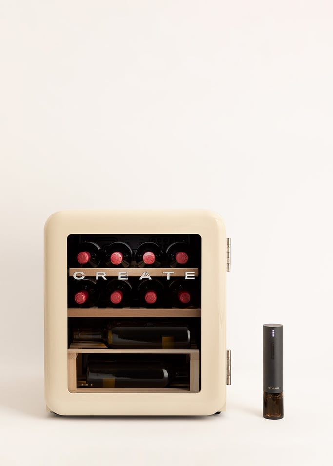 PACK WINECOOLER RETRO M Elektrischer Weinkühlschrank für 12 Flaschen + WINE OPENER Elektrischer Korkenzieher, Galeriebild 1