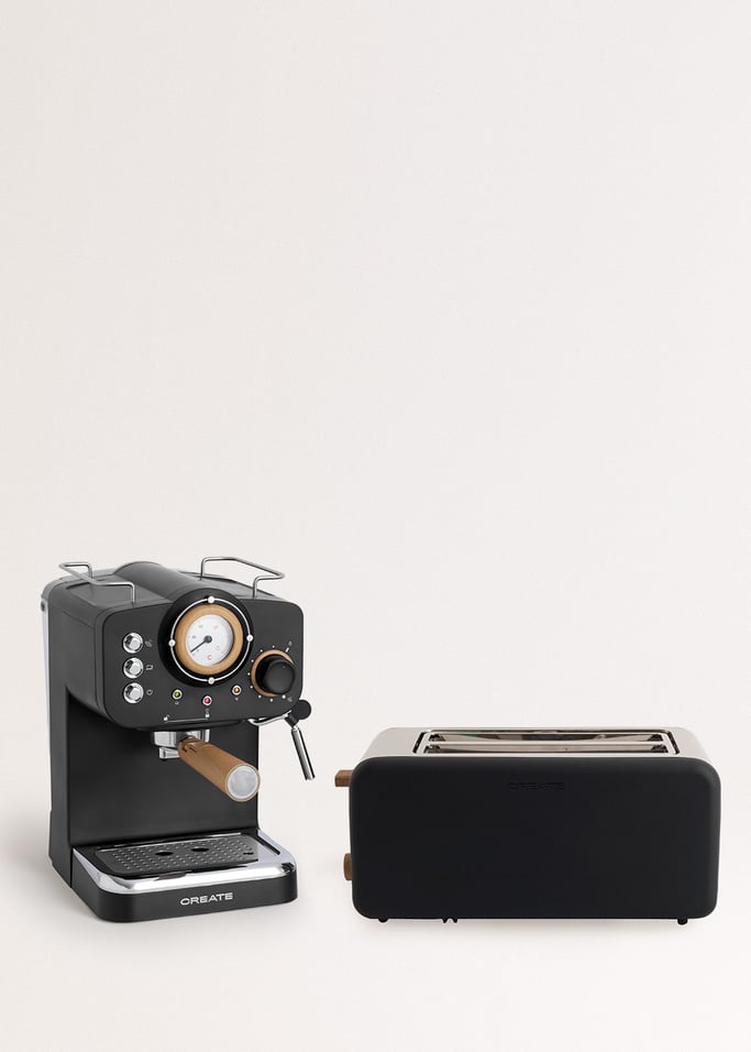 Pack TOAST RETRO Toaster + THERA RETRO Espresso-Maschine mit mattem Finish, Galeriebild 1