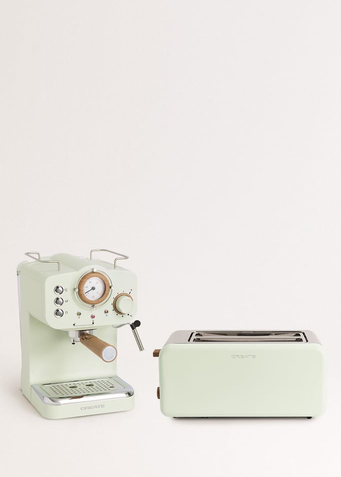 Pack TOAST RETRO Toaster + THERA RETRO MATT Espresso-Maschine mit mattem Finish, Galeriebild 1