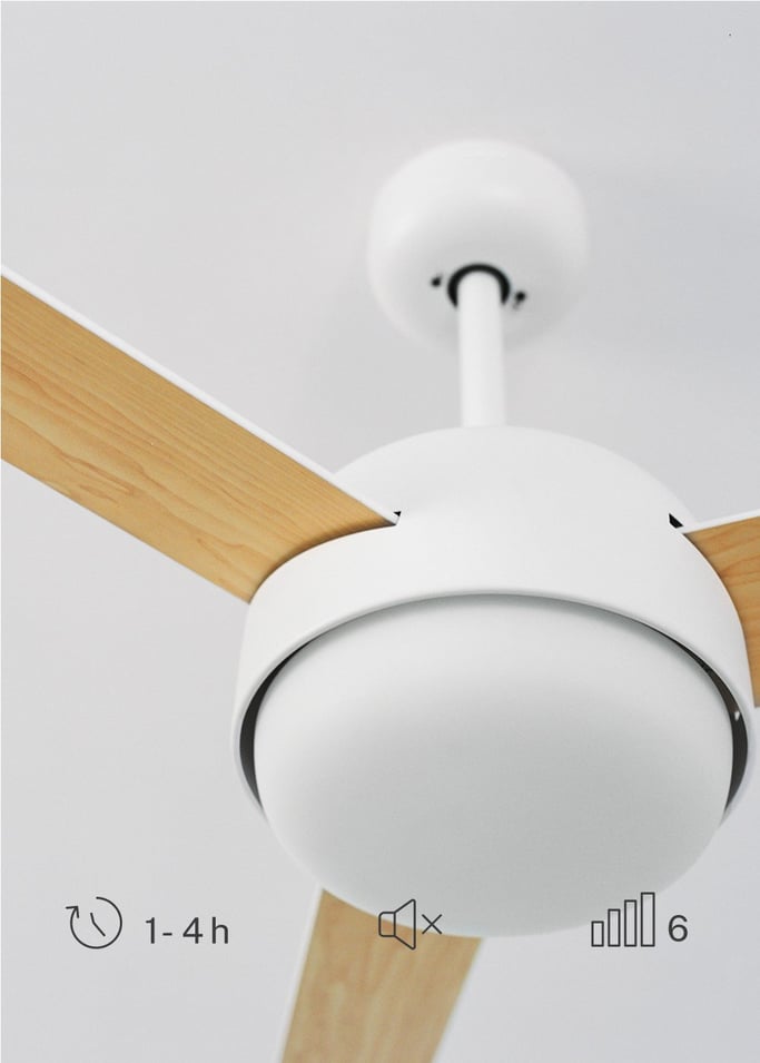 WIND BALL - Leiser Deckenventilator 40W Ø112 cm mit 15W LED-Licht Wendemesser, Galeriebild 5