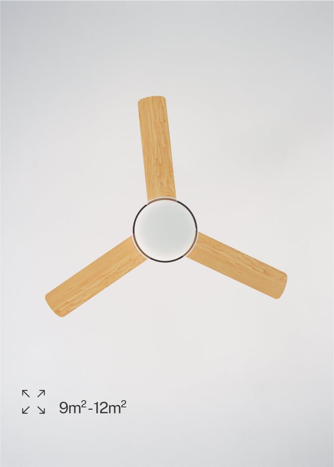 WIND BALL - Leiser Deckenventilator 40W Ø112 cm mit 15W LED-Licht Wendemesser, Galeriebild 6