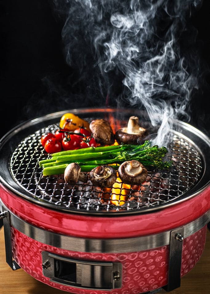 BBQ KAMADO HIBACHI - Runder Barbecue mit Grillrost und Grillplatte, Galeriebild 5