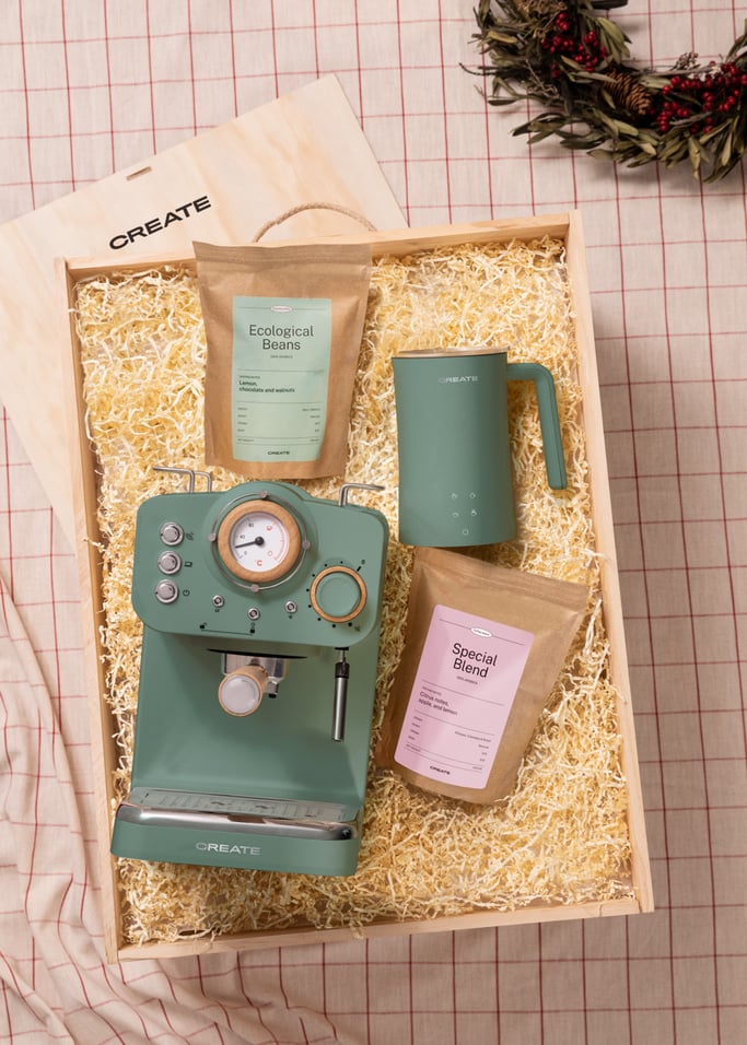 MORNING TIME BOX - Geschenkbox mit Espressomaschine + Milchaufschäumer + Kaffee , Galeriebild 1