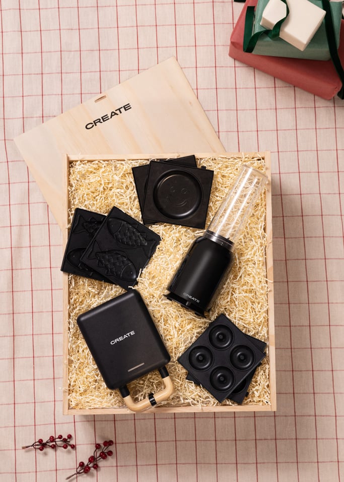 BRUNCH BOX - Geschenkbox mit Standmixer + individuellem Sandwichmaker, Grill und Waffeleisen + drei austauschbaren Platten, Galeriebild 1