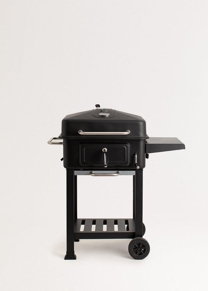 BBQ SMOKEY PRO - Holzkohle-Smoker-Grill mit verstellbarem Rost und klappbarem Seitentisch, Galeriebild 1