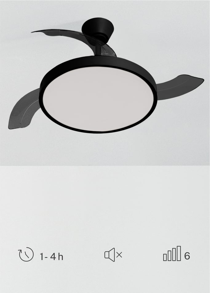 WIND CLEAR STUDIO - Deckenventilator 40W leise mit einziehbaren Flügeln und LED-Licht, verschiedene Größen, Galeriebild 5