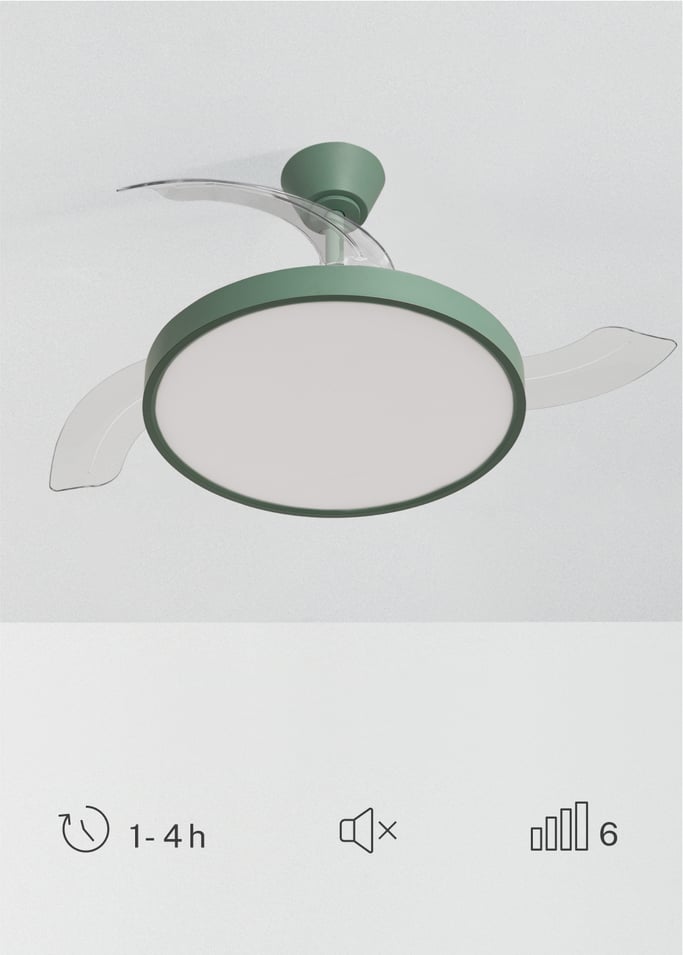 WIND CLEAR STUDIO - Deckenventilator 40W leise mit einziehbaren Flügeln und LED-Licht, verschiedene Größen, Galeriebild 5