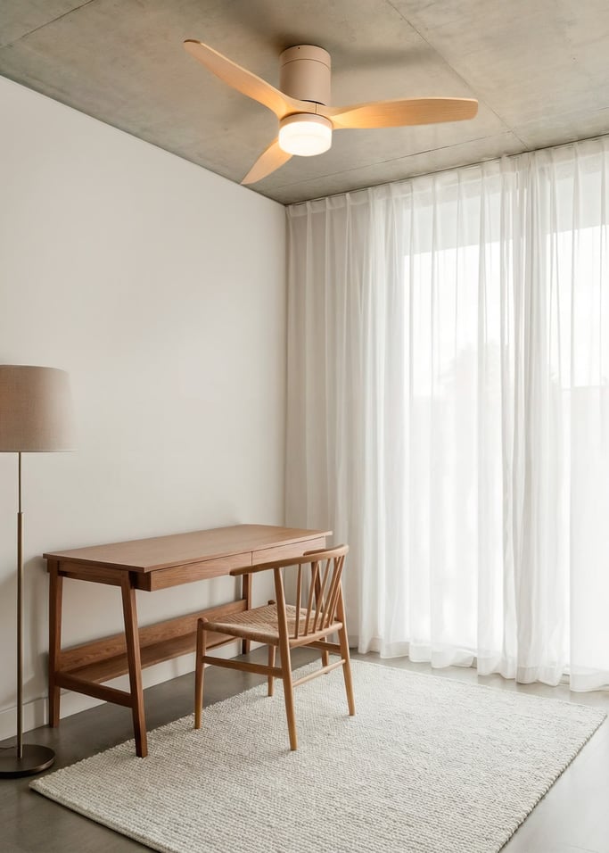 WIND CALM - Leiser Deckenventilator 40W mit technischen ABS-Blättern in verschiedenen Größen, Galeriebild 1