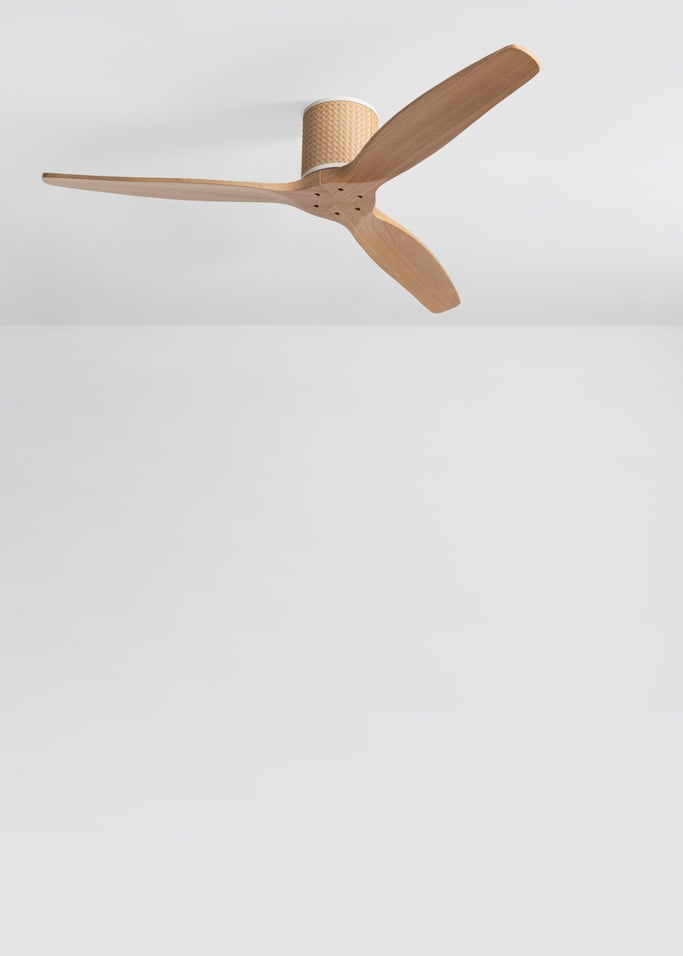 WIND CALM CUSTOM RATTAN - Deckenventilator 40W leise Ø132 cm mit LED-Licht in Körper und Lampe, Galeriebild 4