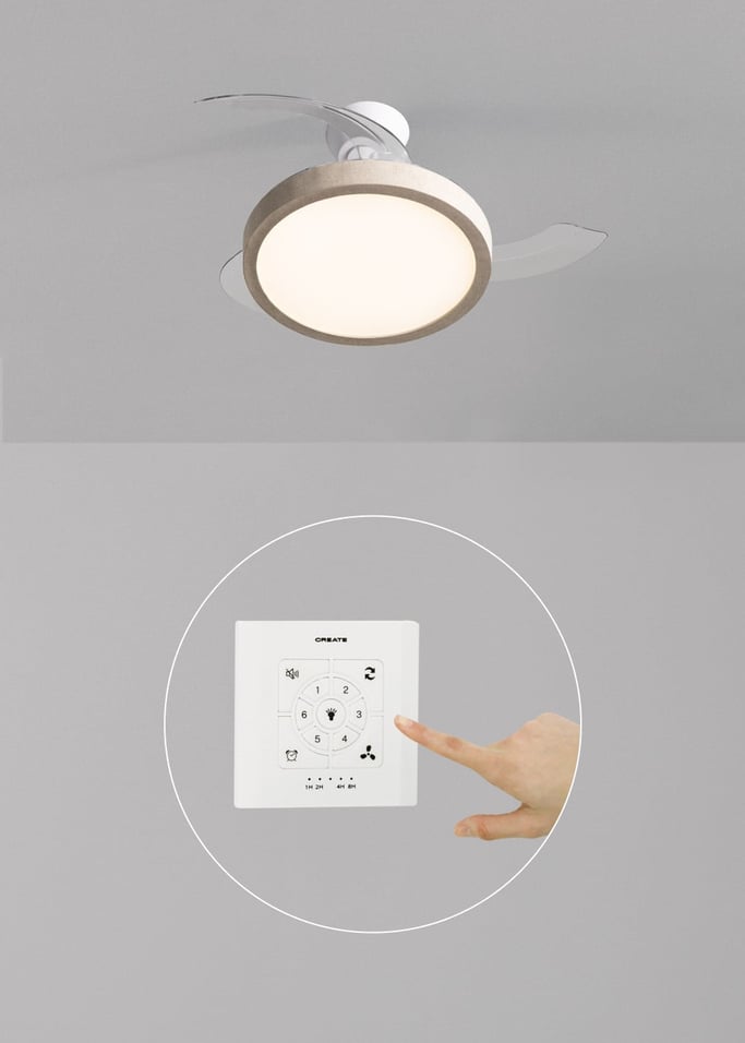 WIND CLEAR STUDIO - Deckenventilator 40W leise mit einziehbaren Flügeln und LED-Licht, verschiedene Größen, Galeriebild 2