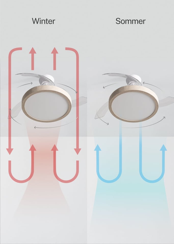 WIND CLEAR STUDIO - Deckenventilator 40W leise mit einziehbaren Flügeln und LED-Licht, verschiedene Größen, Galeriebild 4