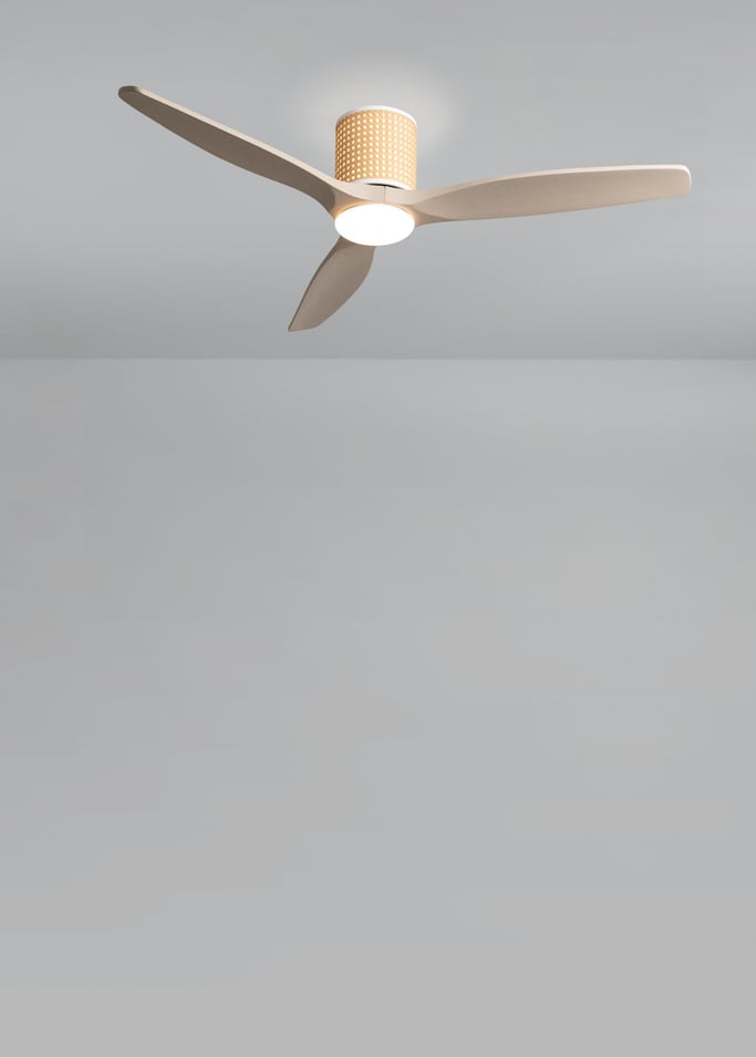 WIND CALM CUSTOM RATTAN - Deckenventilator 40W leise Ø132 cm mit LED-Licht in Körper und Lampe, Galeriebild 3