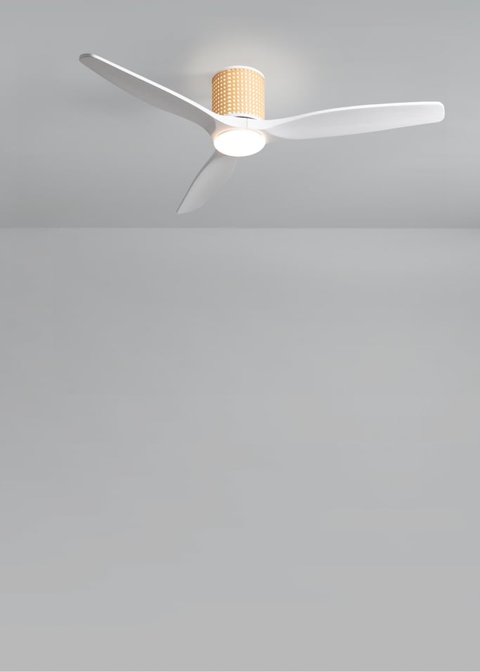 WIND CALM CUSTOM RATTAN - Deckenventilator 40W leise Ø132 cm mit LED-Licht in Körper und Lampe, Galeriebild 3