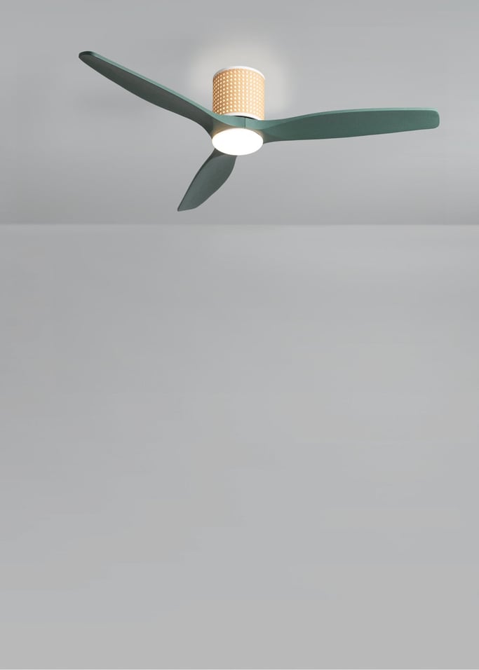 WIND CALM CUSTOM RATTAN - Deckenventilator 40W leise Ø132 cm mit LED-Licht in Körper und Lampe, Galeriebild 3