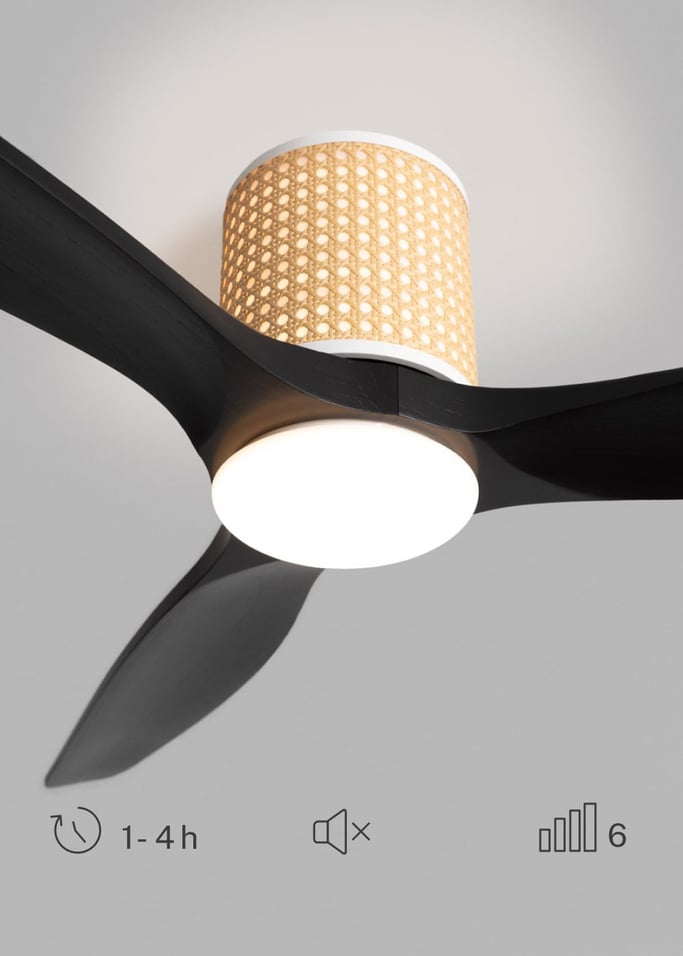 WIND CALM CUSTOM RATTAN - Deckenventilator 40W leise Ø132 cm mit LED-Licht in Körper und Lampe, Galeriebild 6