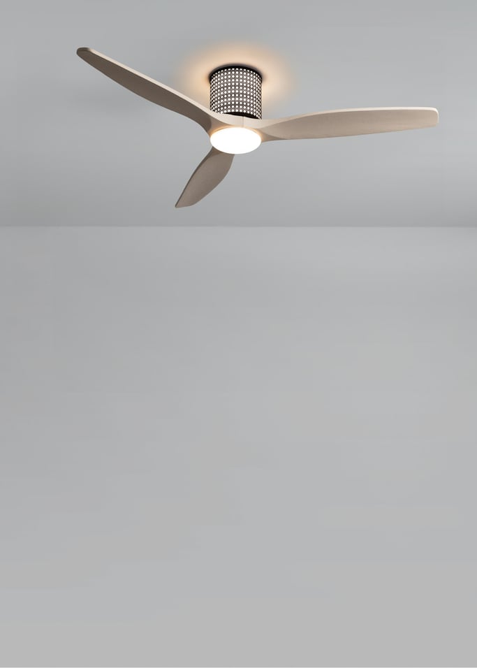 WIND CALM CUSTOM RATTAN - Deckenventilator 40W leise Ø132 cm mit LED-Licht in Körper und Lampe, Galeriebild 3