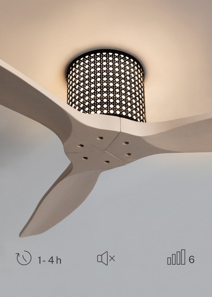 WIND CALM CUSTOM RATTAN - Deckenventilator 40W leise Ø132 cm mit LED-Licht in Körper und Lampe, Galeriebild 3