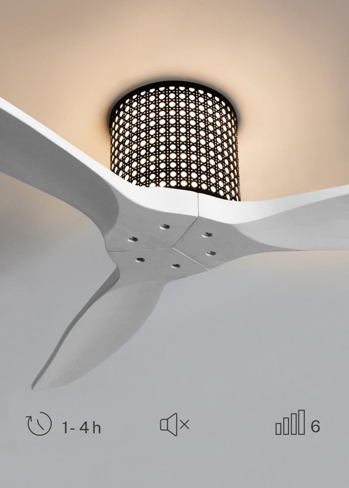 WIND CALM CUSTOM RATTAN - Deckenventilator 40W leise Ø132 cm mit LED-Licht in Körper und Lampe, Galeriebild 3
