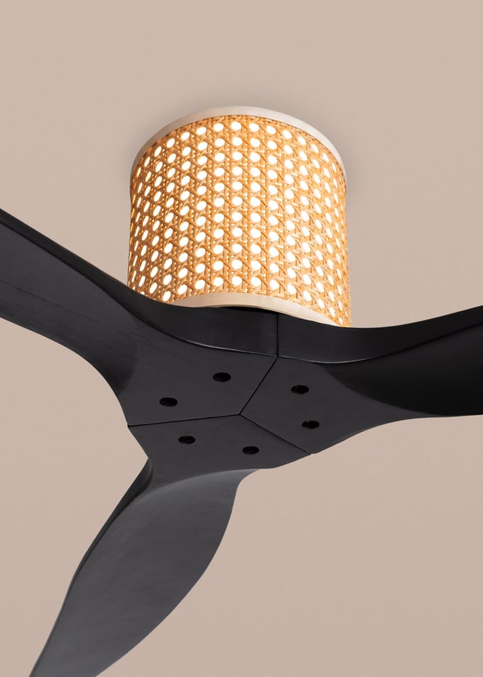 WIND CALM CUSTOM RATTAN - Deckenventilator 40W leise Ø132 cm mit LED-Licht in Körper und Lampe, Galeriebild 4