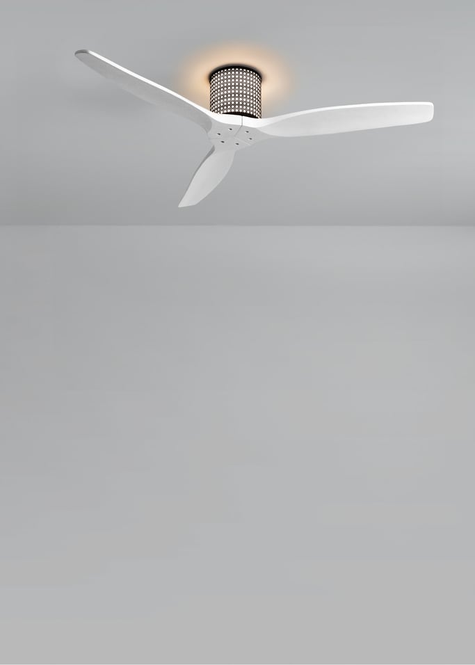 WIND CALM CUSTOM RATTAN - Deckenventilator 40W leise Ø132 cm mit LED-Licht in Körper und Lampe, Galeriebild 2