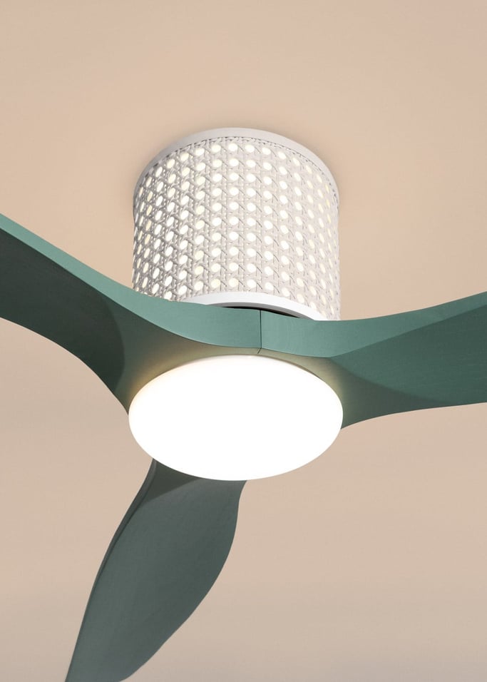 WIND CALM CUSTOM RATTAN - Deckenventilator 40W leise Ø132 cm mit LED-Licht in Körper und Lampe, Galeriebild 4