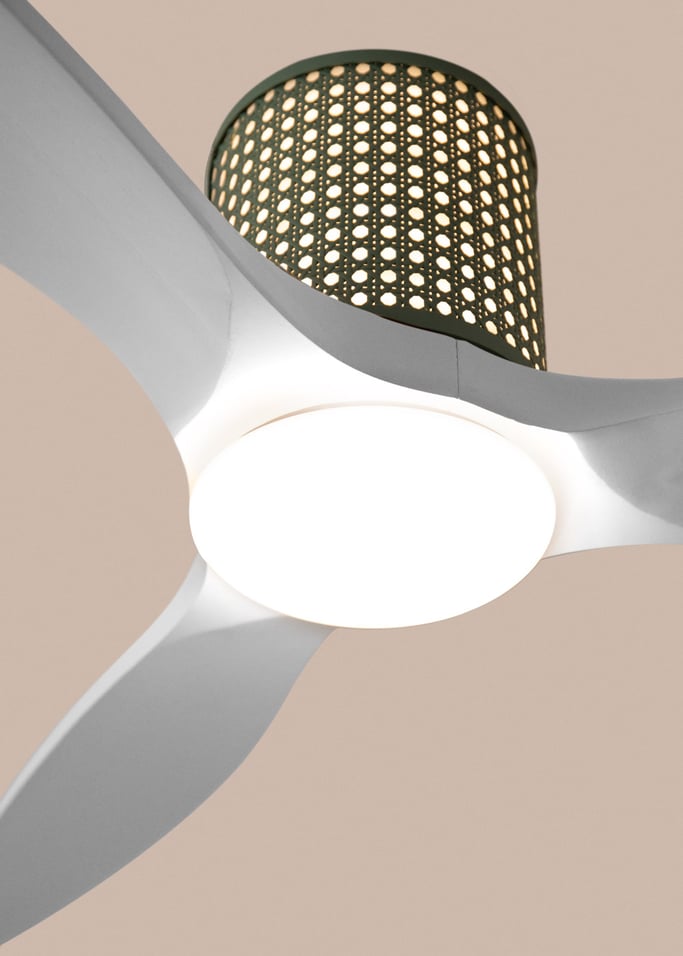 WIND CALM CUSTOM RATTAN - Deckenventilator 40W leise Ø132 cm mit LED-Licht in Körper und Lampe, Galeriebild 3